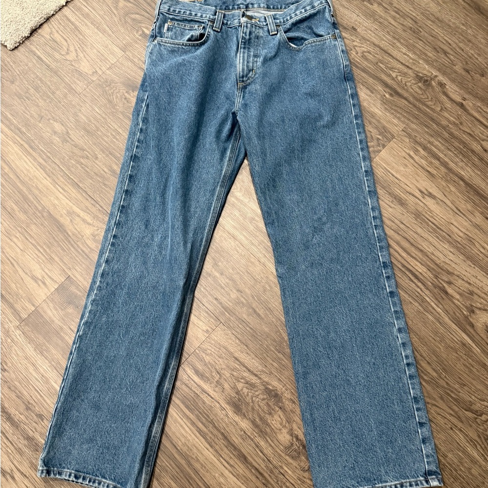 Carhartt Men's Straight Denim Jeans in Medium Blue